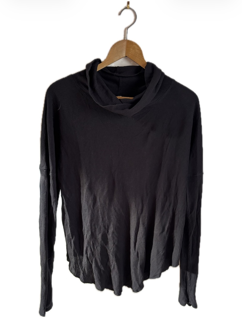 The Group Babaton Aritzia Black Waffle Turtleneck Long-Sleeve Sweater